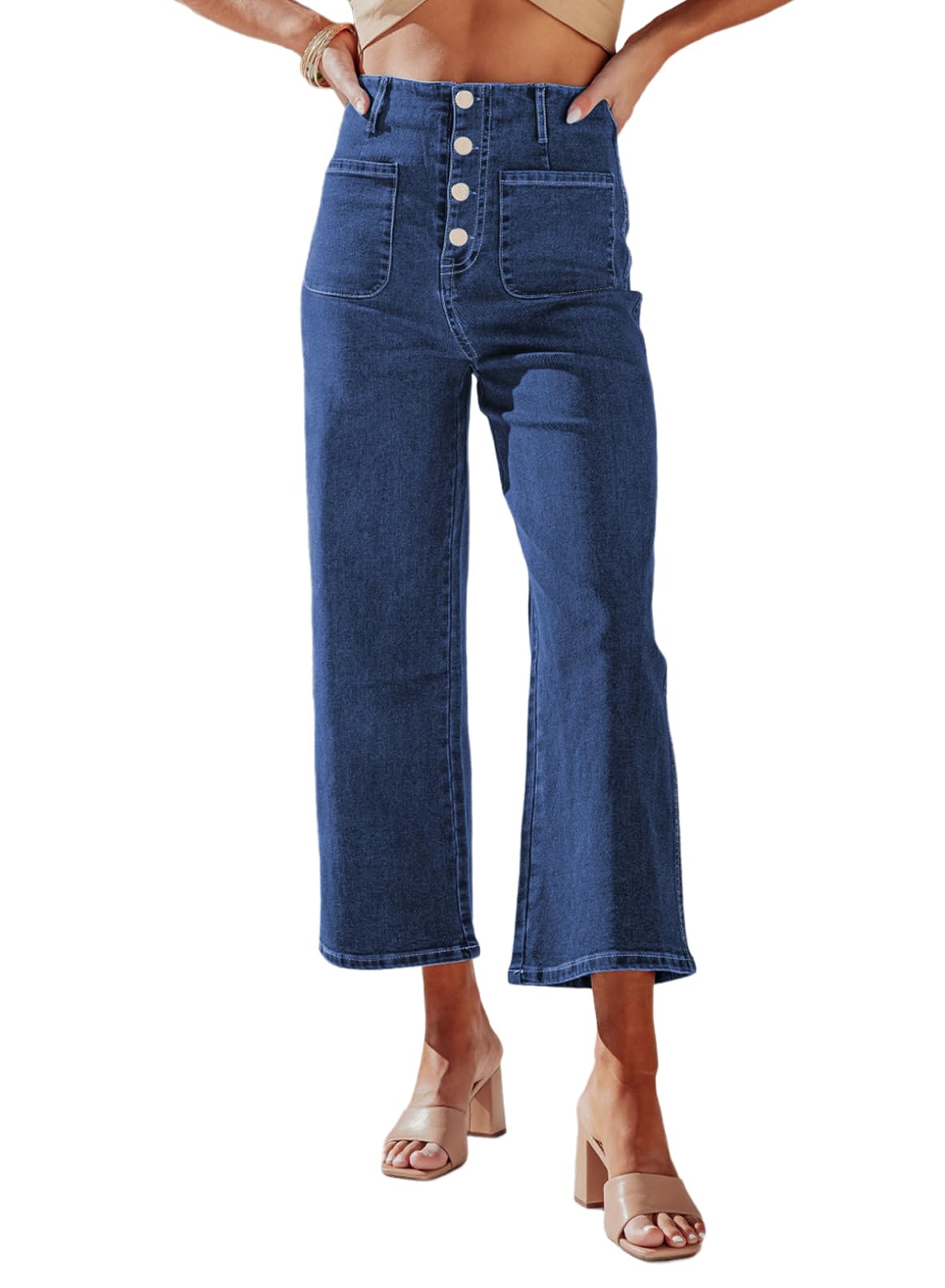 Vaqueros Sidefeel Zimbaplatinum, Pierna Ancha, Cintura Alta, Azul - Venta Internacional.