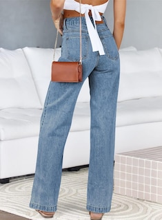 Foto 2 | Vaqueros Sidefeel Para Mujer, Pierna Ancha, Cintura Alta, Azul Zimbaplatinum - Venta Internacional.