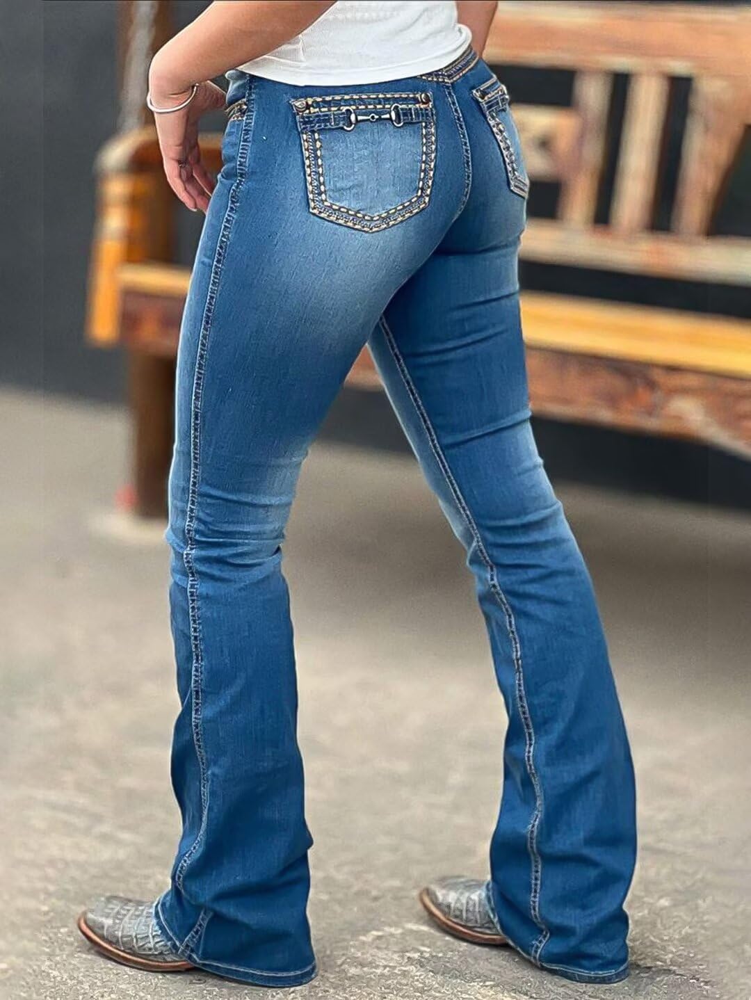 Foto 4 pulgar | Bota Jeans Flamingals Para Mujer, Talla Xl, Color Azul Marino - Venta Internacional.
