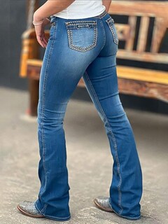Foto 3 | Bota Jeans Flamingals Para Mujer, Talla Xl, Color Azul Marino - Venta Internacional.