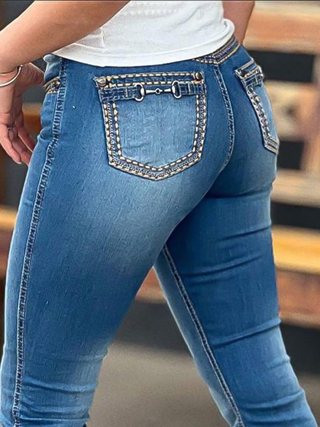 Foto 7 pulgar | Bota Jeans Flamingals Para Mujer, Talla Xl, Color Azul Marino - Venta Internacional.