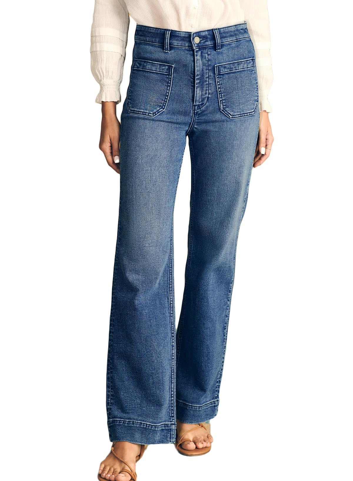 Foto 2 pulgar | Vaqueros Elegantes Con Pernera Recta Y Cintura Alta Para Mujer, Talla 10 - Venta Internacional.