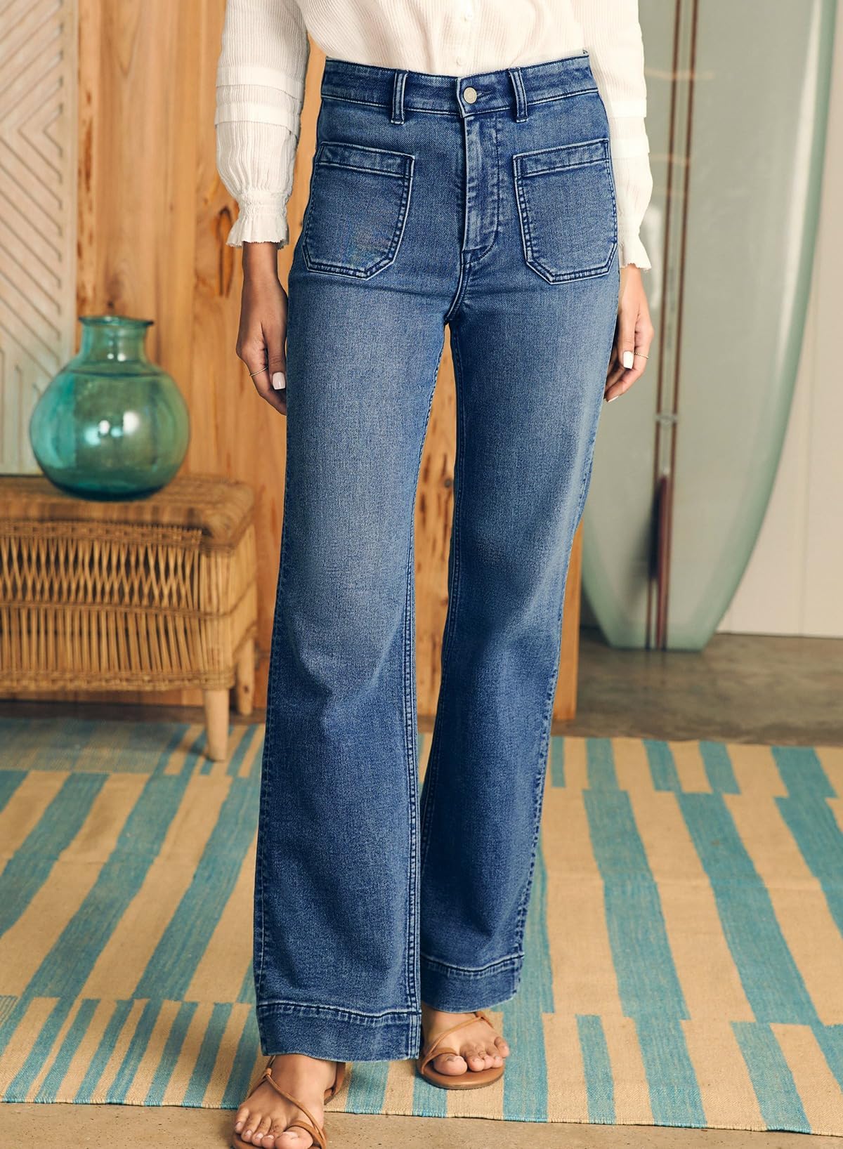 Foto 4 pulgar | Vaqueros Elegantes Con Pernera Recta Y Cintura Alta Para Mujer, Talla 10 - Venta Internacional.