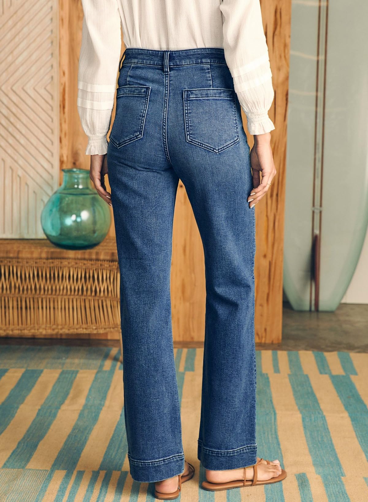 Foto 4 | Vaqueros Elegantes Con Pernera Recta Y Cintura Alta Para Mujer, Talla 10 - Venta Internacional.