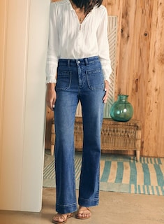 Foto 6 | Vaqueros Elegantes Con Pernera Recta Y Cintura Alta Para Mujer, Talla 10 - Venta Internacional.