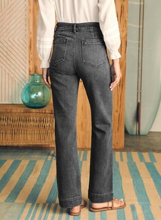 Foto 3 | Vaqueros Astylish De Pierna Ancha Para Mujer, Cintura Alta, Talla 8, Gris - Venta Internacional.