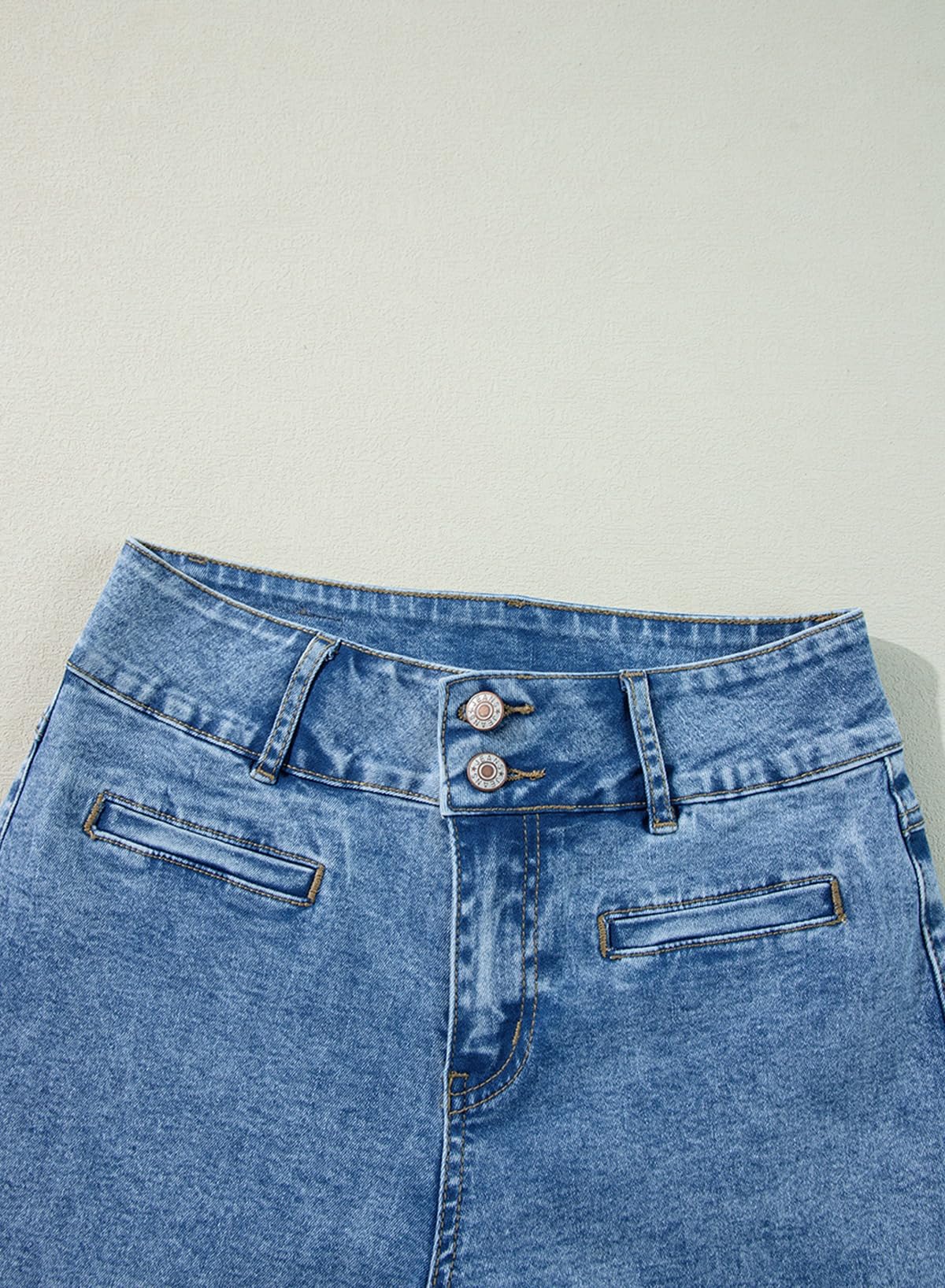 Foto 5 | Vaqueros Sidefeel Para Mujer, Pierna Ancha, Cintura Alta, Elásticos, Zimbaplatinum - Venta Internacional.