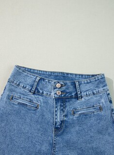 Foto 5 | Vaqueros Sidefeel Para Mujer, Pierna Ancha, Cintura Alta, Elásticos, Zimbaplatinum - Venta Internacional.