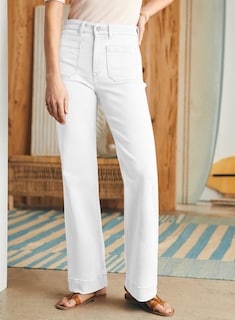 Foto 3 | Jeans Astylish Para Mujer, Pierna Ancha, Cintura Alta, Talla 18, Blancos - Venta Internacional.