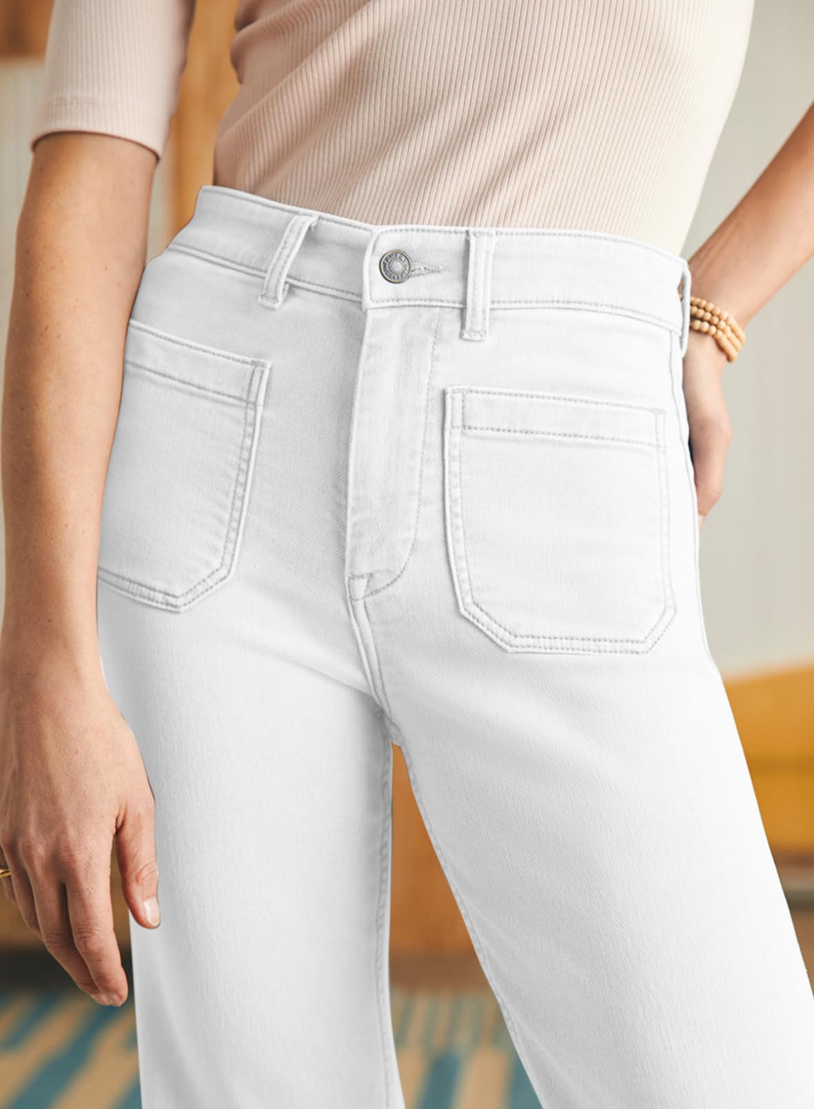 Foto 6 pulgar | Jeans Astylish Para Mujer, Pierna Ancha, Cintura Alta, Talla 18, Blancos - Venta Internacional.