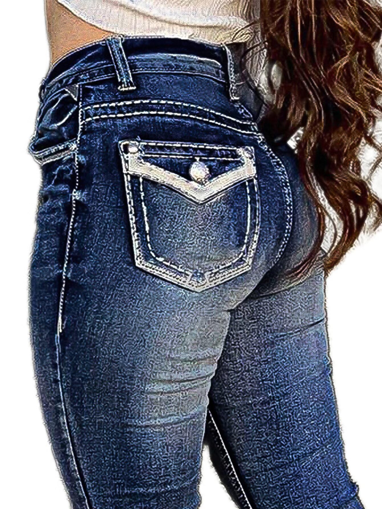 Foto 3 pulgar | Jeans Flamingals Con Corte De Bota Para Mujer, Denim Elástico, Azul Oscuro, Xl - Venta Internacional.