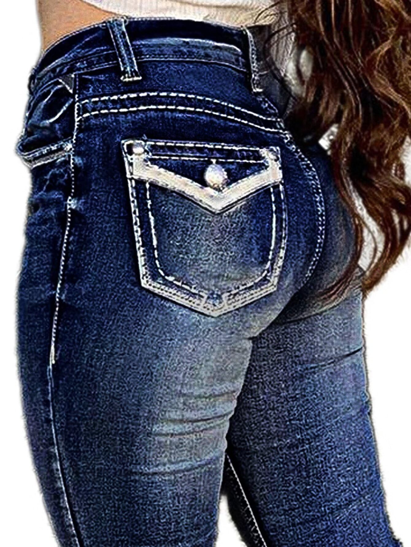 Foto 7 pulgar | Jeans Flamingals Con Corte De Bota Para Mujer, Denim Elástico, Azul Oscuro, Xl - Venta Internacional.