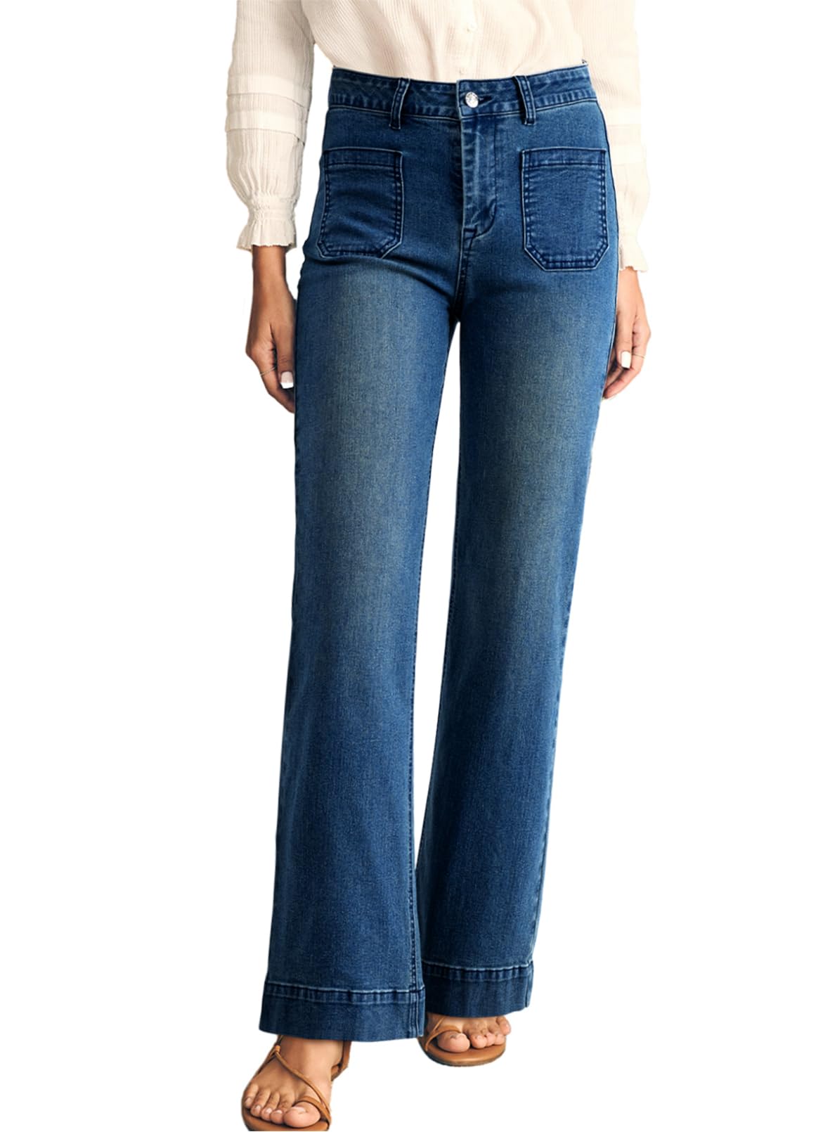 Jeans Astylish Para Mujer, Pierna Ancha, Cintura Alta, Talla 4, Azul - Venta Internacional.