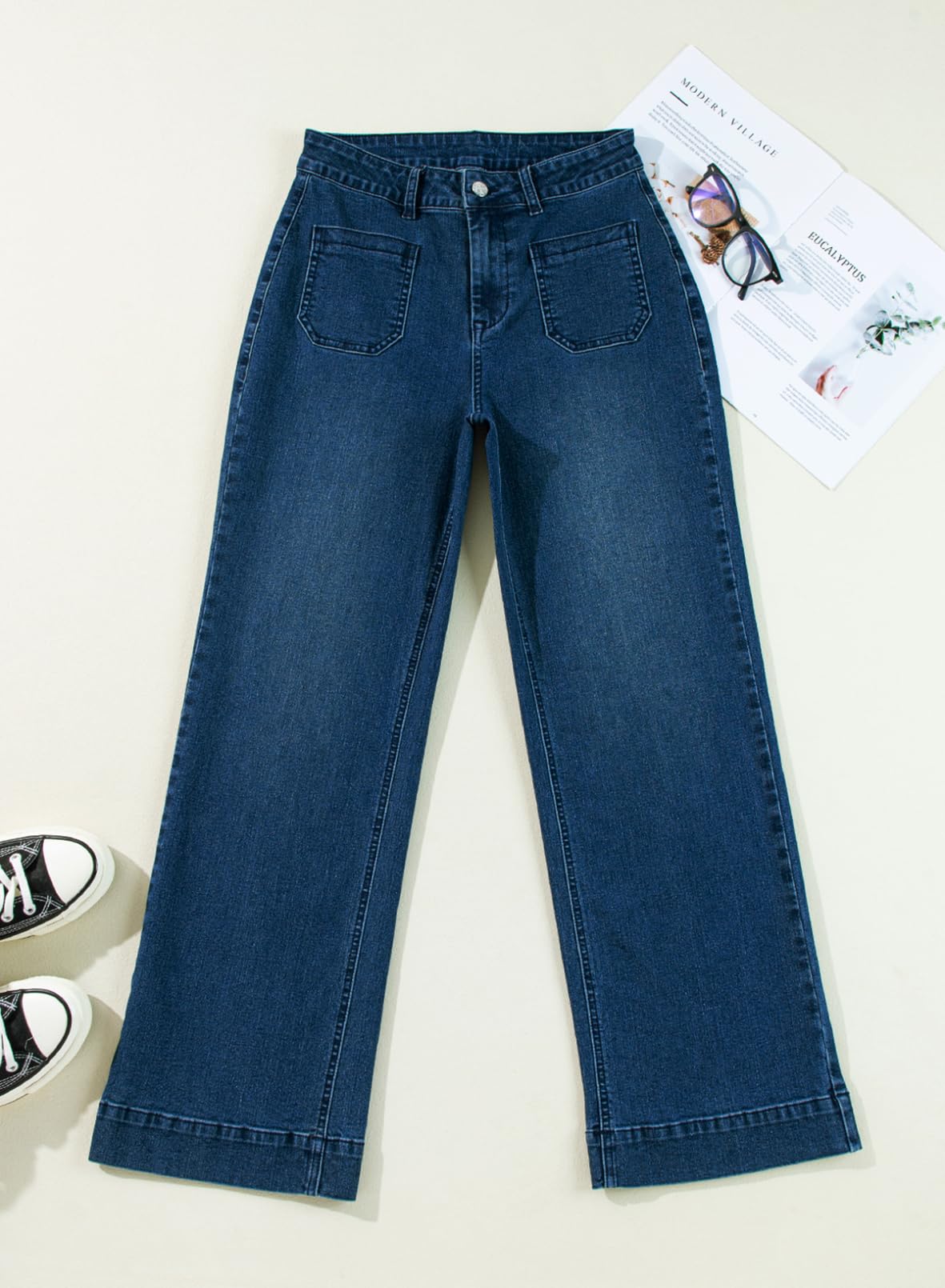 Foto 3 | Jeans Astylish Para Mujer, Pierna Ancha, Cintura Alta, Talla 4, Azul - Venta Internacional.