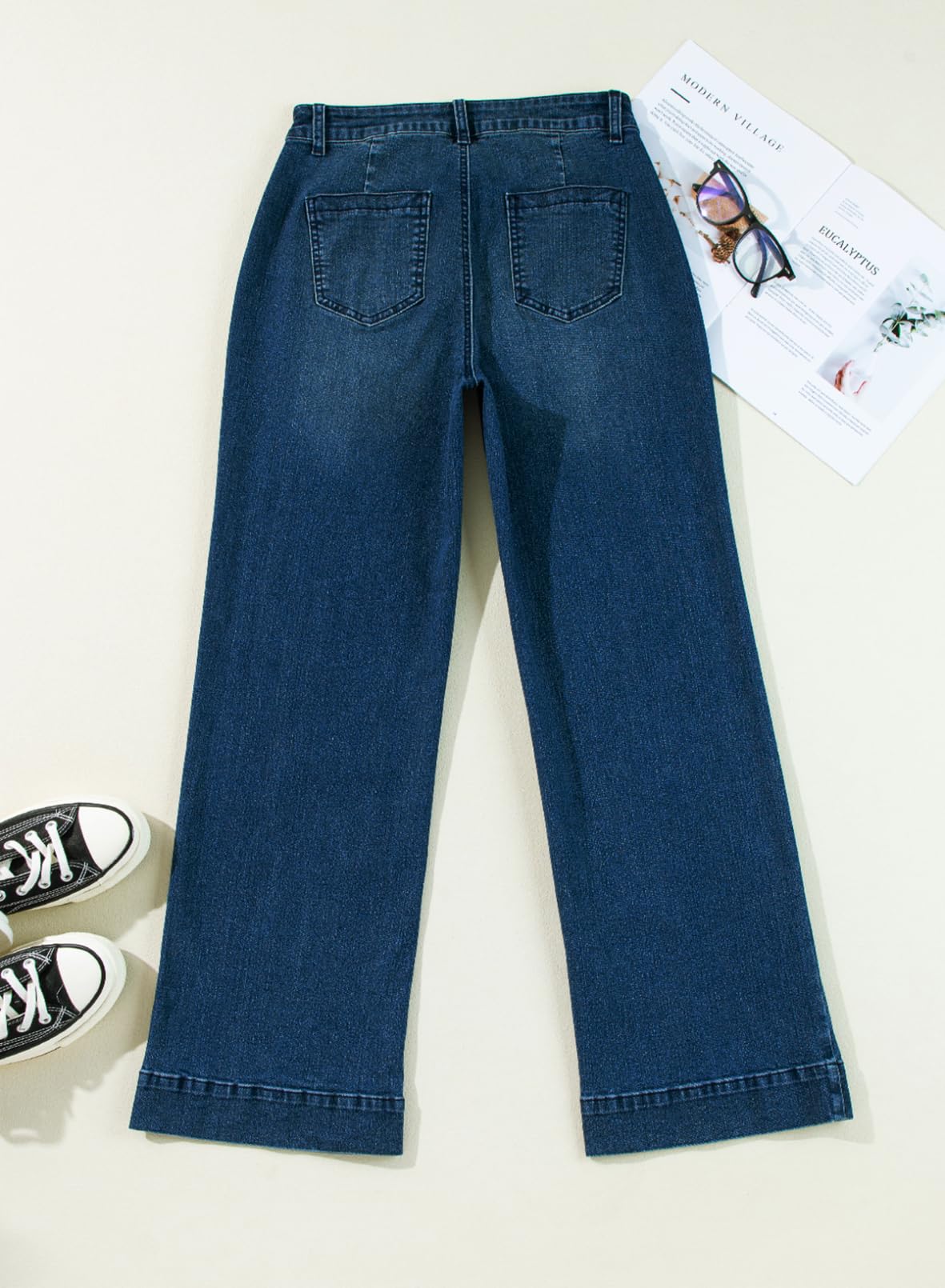 Foto 5 pulgar | Jeans Astylish Para Mujer, Pierna Ancha, Cintura Alta, Talla 4, Azul - Venta Internacional.