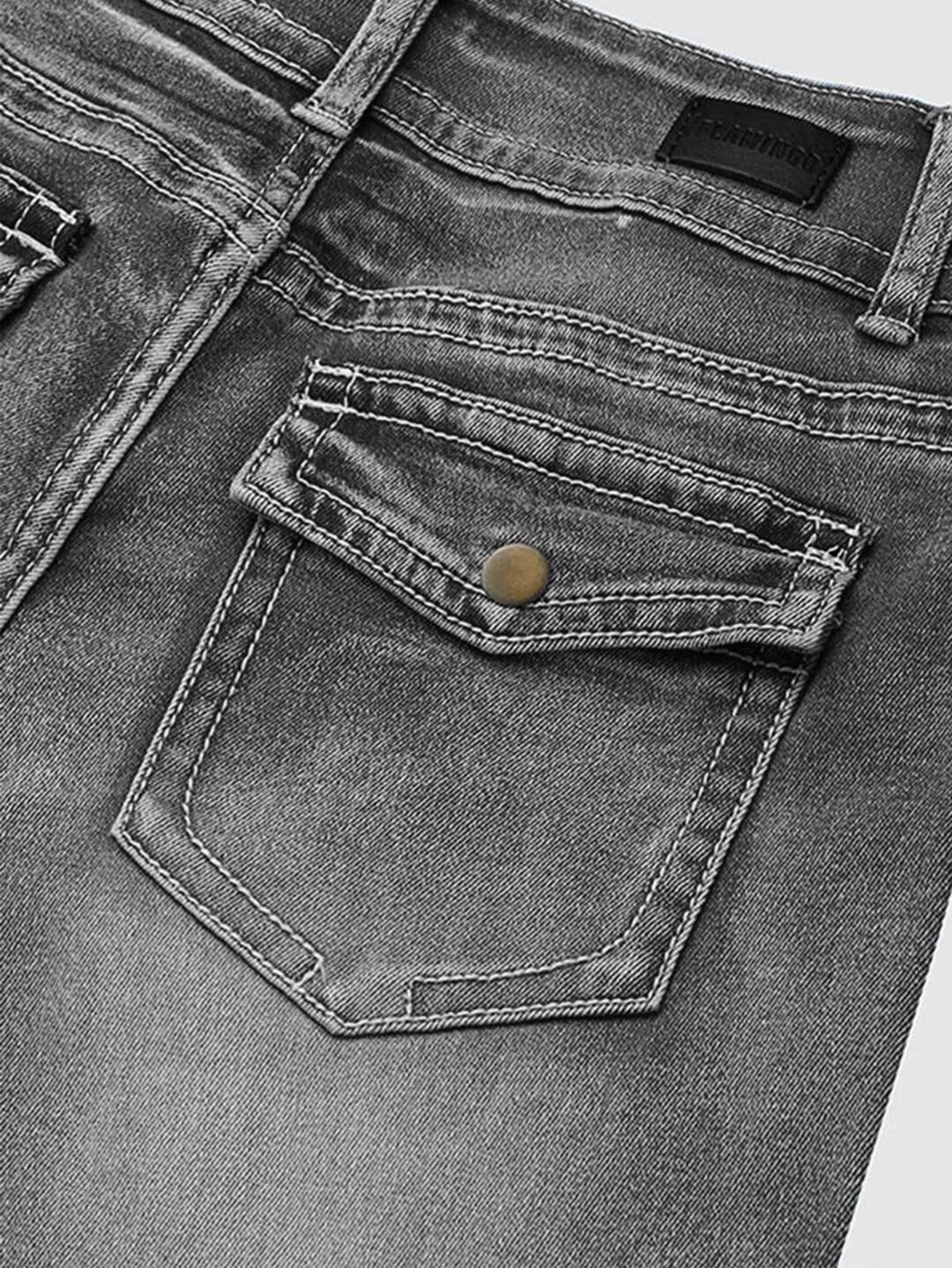 Foto 7 pulgar | Pantalones Vaqueros Con Corte Botín Flamingals Para Mujer, Denim Elástico, Gris S - Venta Internacional.