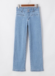 Foto 6 | Vaqueros Sidefeel Para Mujer, Pierna Ancha, Cintura Alta, Elásticos, Azul - Venta Internacional.