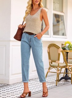 Foto 6 | Pantalones Vaqueros Elegantes De Cintura Alta Holgados Para Novio Para Mujer - Venta Internacional.