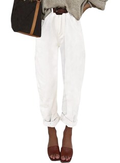 Foto 1 | Vaqueros Elegantes Para Mujer, De Cintura Alta, Casuales, Holgados, Blancos, Talla 10 - Venta Internacional.