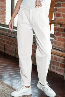Foto 4 | Vaqueros Elegantes Para Mujer, De Cintura Alta, Casuales, Holgados, Blancos, Talla 10 - Venta Internacional.