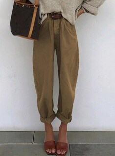 Foto 3 | Vaqueros Elegantes Para Mujer, Cintura Alta, Informales, Holgados, Color Marrón, Talla 10 - Venta Internacional.
