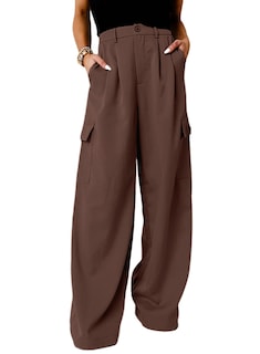 Foto 1 | Pantalones Cargo Dokotoo De Cintura Alta Y Pierna Ancha Para Mujer, Color Gris - Venta Internacional.