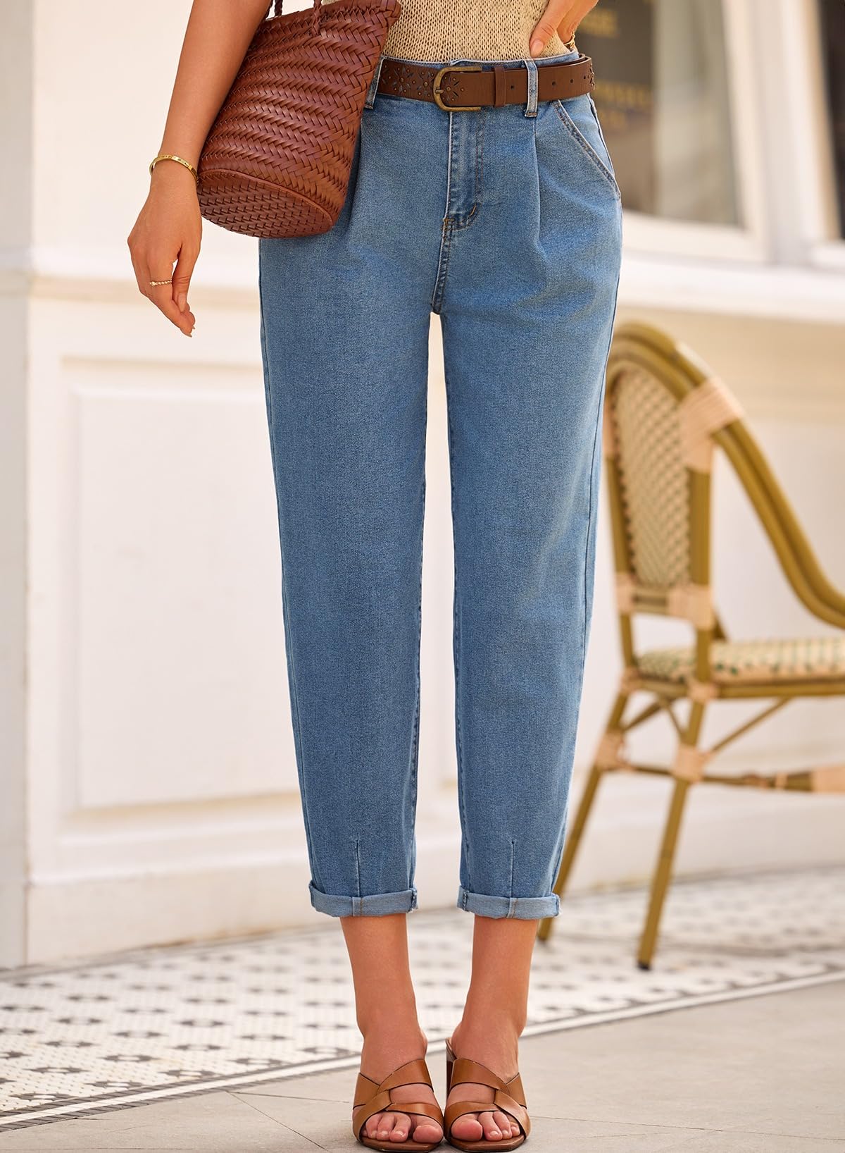 Foto 4 | Vaqueros Astylish Ashleigh Blue De Cintura Alta Para Mamá, Capri, 16 - Venta Internacional.