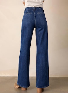 Foto 2 | Vaqueros Elegantes Y Modernos De Cintura Alta Con Pierna Recta Para Mujer - Venta Internacional.