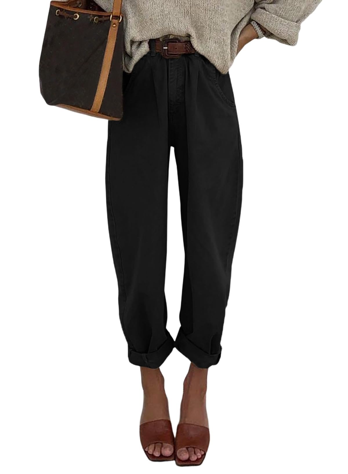 Vaqueros Elegantes Negros De Cintura Alta Holgados Para Novio, Mamá Y Mujer - Venta Internacional.