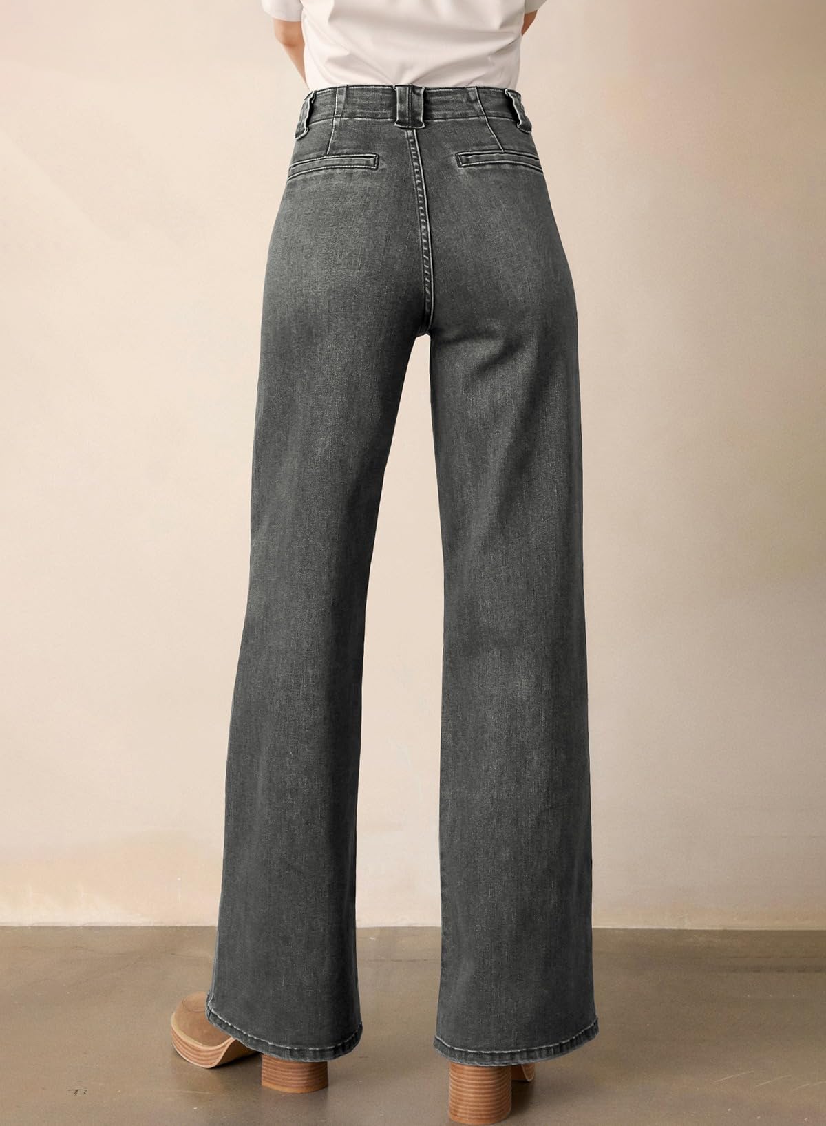Foto 3 pulgar | Jeans Astylish Para Mujer, Cintura Alta, Holgados Y Elásticos, Gris - Venta Internacional.