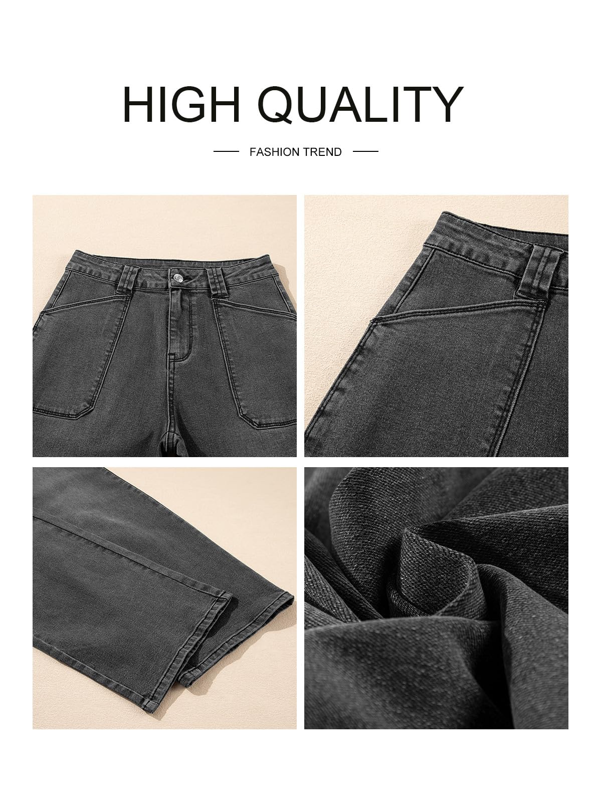Foto 7 pulgar | Jeans Astylish Para Mujer, Cintura Alta, Holgados Y Elásticos, Gris - Venta Internacional.