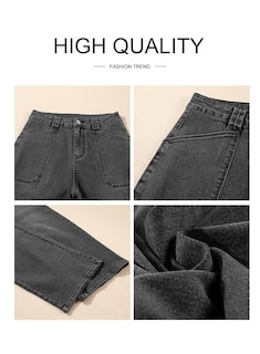 Foto 6 | Jeans Astylish Para Mujer, Cintura Alta, Holgados Y Elásticos, Gris - Venta Internacional.