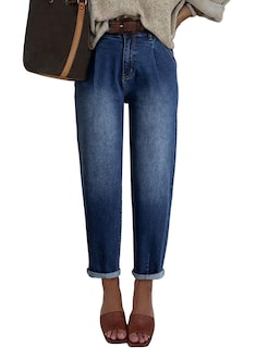 Foto 1 | Jeans Elegantes, Holgados, Cintura Alta, Novio, Azul Marino, Para Mujer - Venta Internacional.