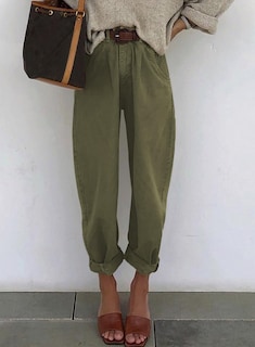 Foto 2 | Vaqueros Elegantes, Holgados, De Cintura Alta, Para Mujer, Estilo Novio, Color Verde - Venta Internacional.