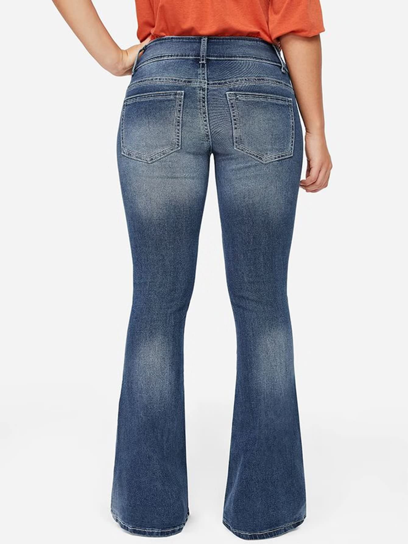 Foto 4 pulgar | Jeans Flamingals Flamingals, Talle Bajo, Corte De Bota Rasgado, Pierna Ancha Para Mujer, Azul Xs - Venta Internacional.