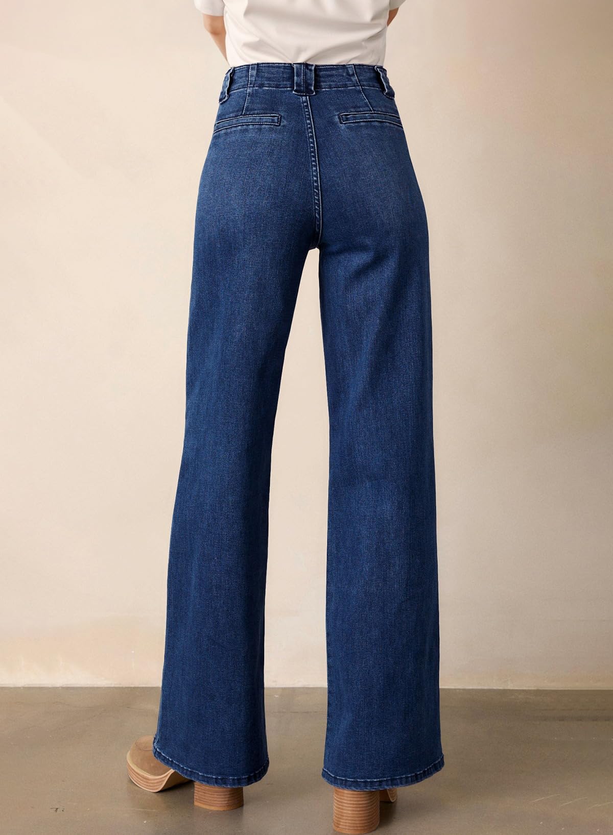 Foto 2 | Vaqueros Elegantes Para Mujer, Casuales, De Cintura Alta, Rectos, Azul Sucio - Venta Internacional.