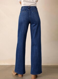 Foto 2 | Vaqueros Elegantes Para Mujer, Casuales, De Cintura Alta, Rectos, Azul Sucio - Venta Internacional.