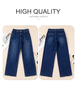 Foto 5 | Vaqueros Elegantes Para Mujer, Casuales, De Cintura Alta, Rectos, Azul Sucio - Venta Internacional.