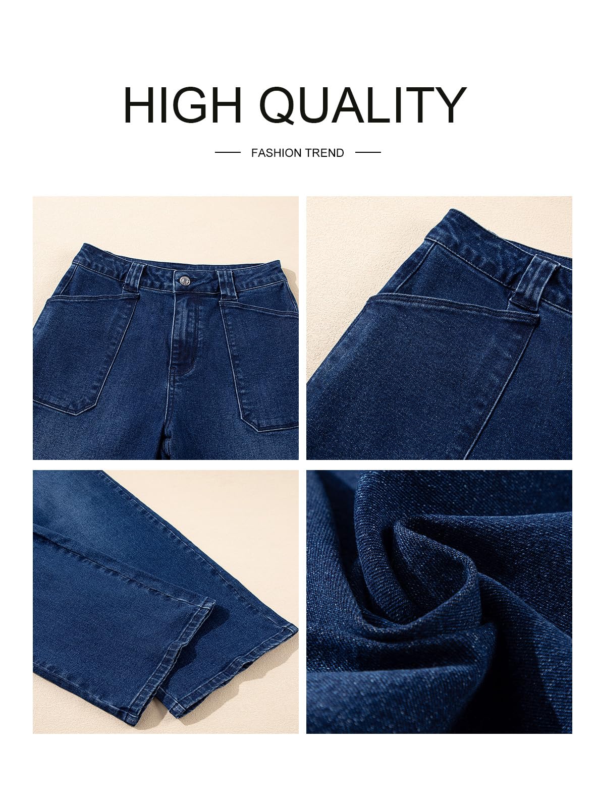 Foto 7 pulgar | Vaqueros Elegantes Para Mujer, Casuales, De Cintura Alta, Rectos, Azul Sucio - Venta Internacional.