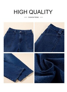 Foto 6 | Vaqueros Elegantes Para Mujer, Casuales, De Cintura Alta, Rectos, Azul Sucio - Venta Internacional.