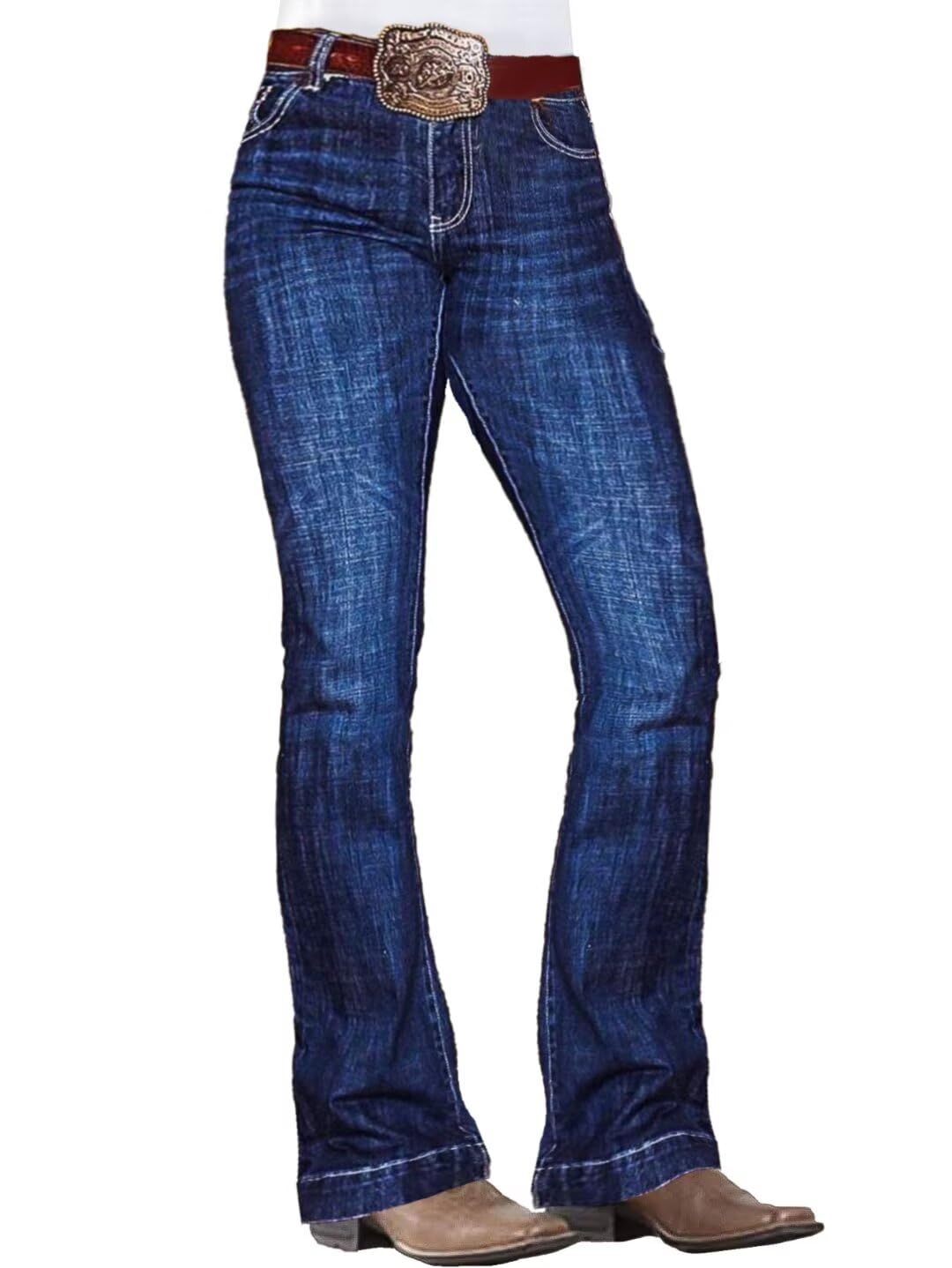 Jeans Flamingals Con Corte De Bota Acampanado A Media Cintura Para Mujer, Azul Oscuro, L - Venta Internacional.