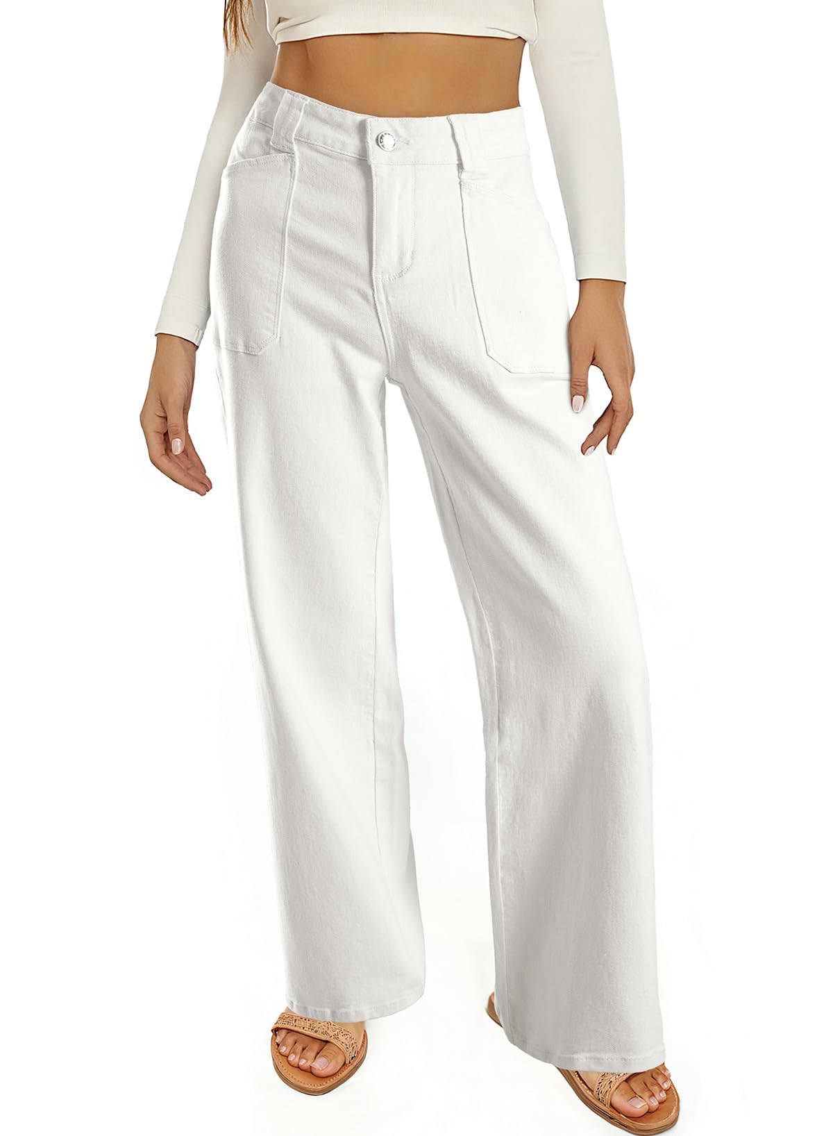 Foto 5 pulgar | Pantalones Vaqueros Astylish Para Mujer, Elásticos, Cintura Alta, Color Blanco - Venta Internacional.