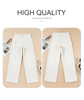 Foto 5 | Pantalones Vaqueros Astylish Para Mujer, Elásticos, Cintura Alta, Color Blanco - Venta Internacional.