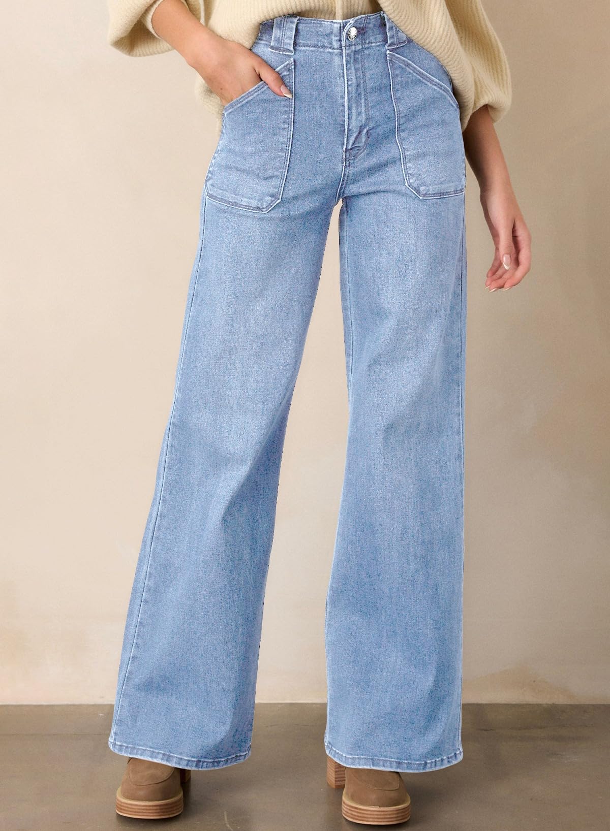 Foto 4 pulgar | Jeans Astylish Para Mujer, Elásticos, Con Cintura Alta, Corte De Bota, Azul Beau - Venta Internacional.