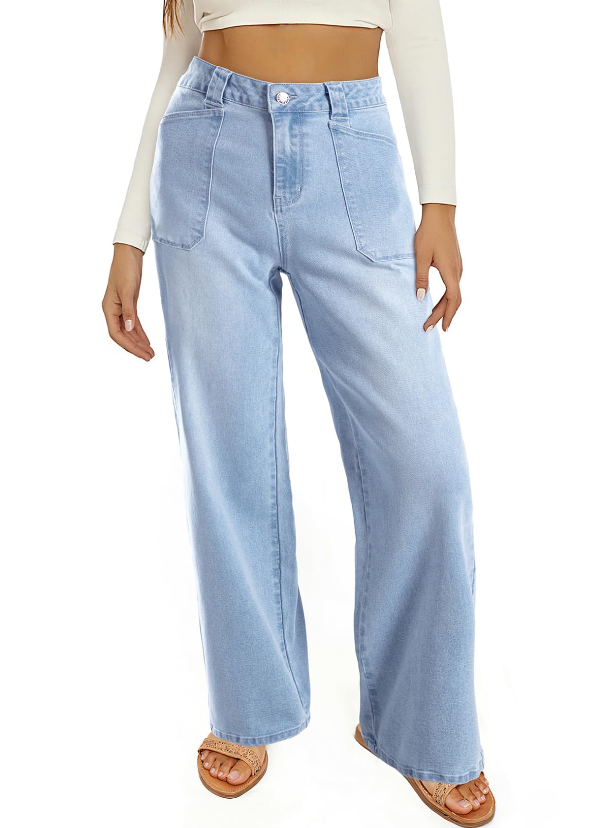Foto 5 pulgar | Jeans Astylish Para Mujer, Elásticos, Con Cintura Alta, Corte De Bota, Azul Beau - Venta Internacional.