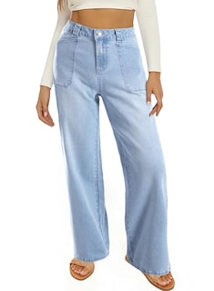 Foto 4 | Jeans Astylish Para Mujer, Elásticos, Con Cintura Alta, Corte De Bota, Azul Beau - Venta Internacional.
