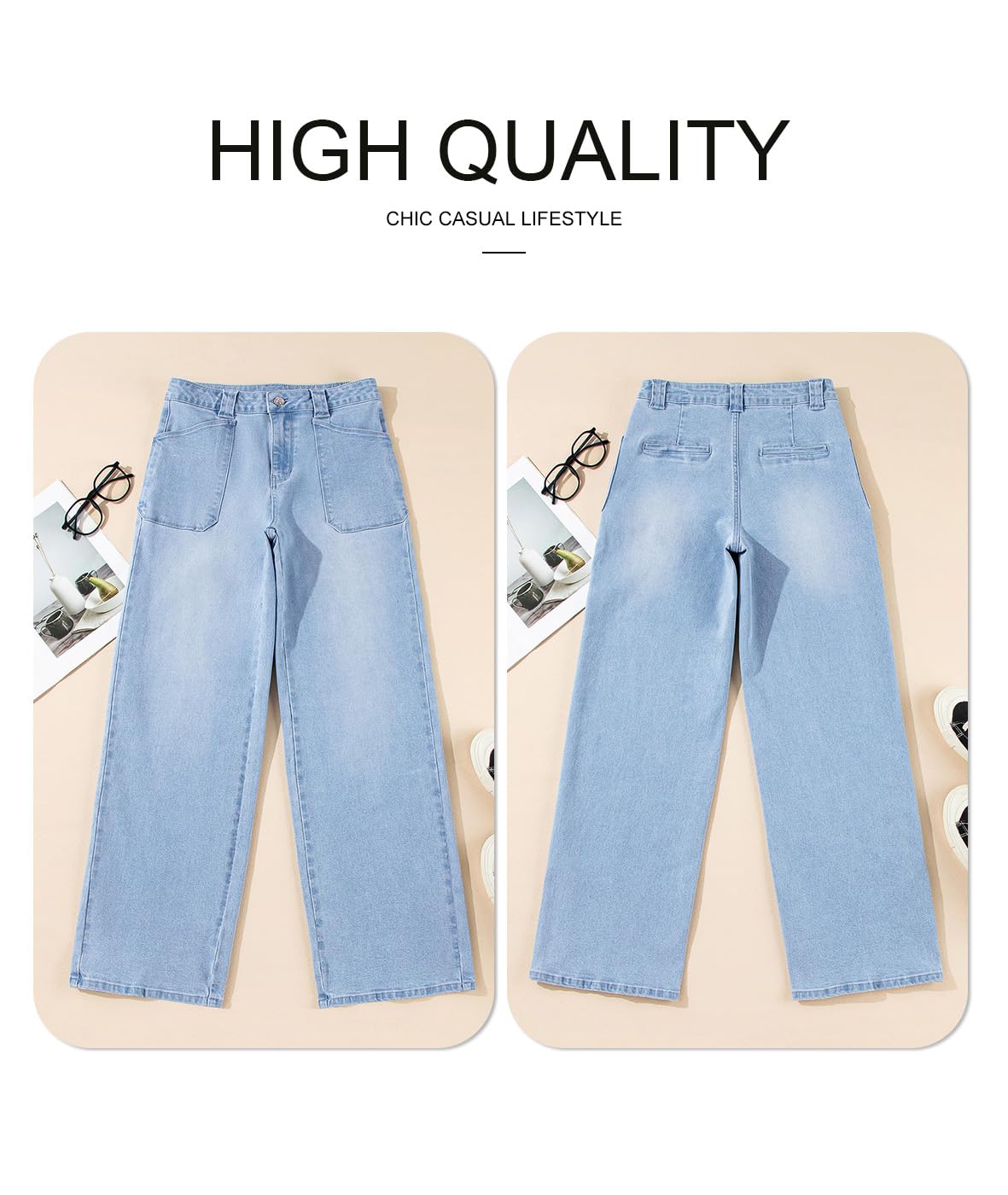 Foto 5 | Jeans Astylish Para Mujer, Elásticos, Con Cintura Alta, Corte De Bota, Azul Beau - Venta Internacional.