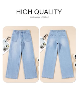 Foto 5 | Jeans Astylish Para Mujer, Elásticos, Con Cintura Alta, Corte De Bota, Azul Beau - Venta Internacional.