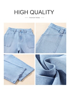 Foto 6 | Jeans Astylish Para Mujer, Elásticos, Con Cintura Alta, Corte De Bota, Azul Beau - Venta Internacional.