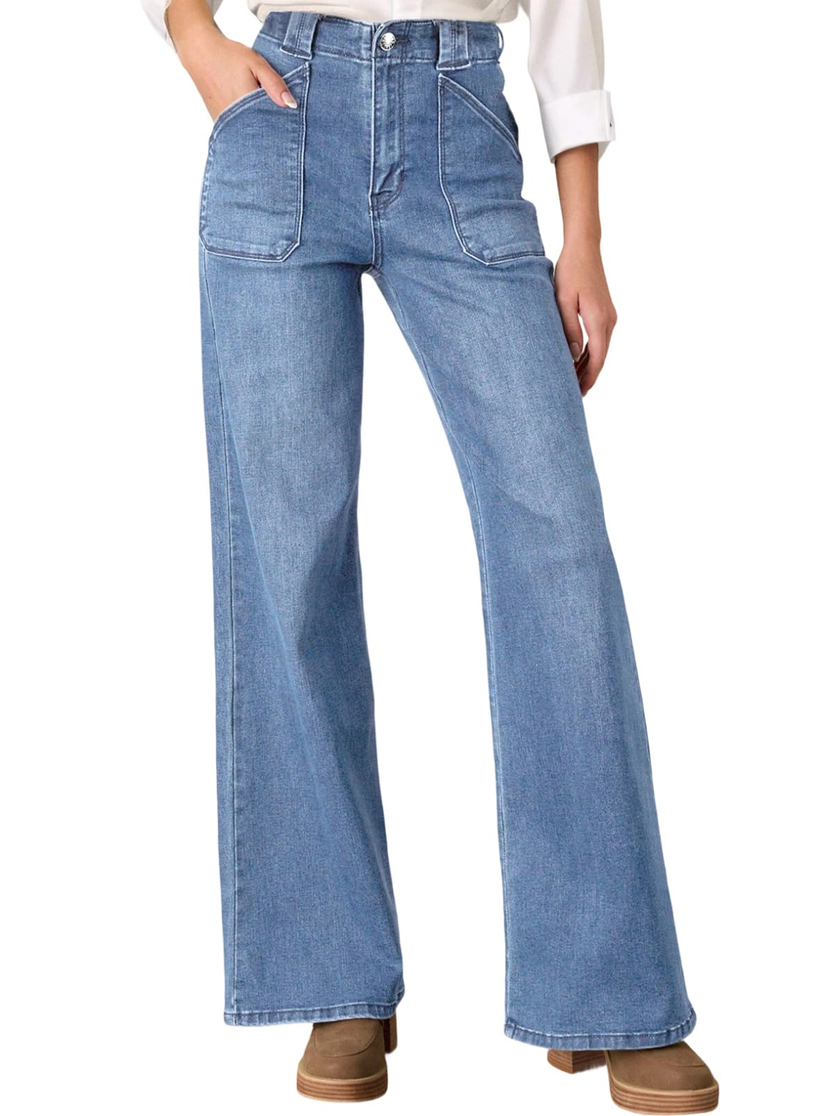 Jeans Astilish Para Mujer, Casual, Cintura Alta, Tobillo Recto, Azul - Venta Internacional.
